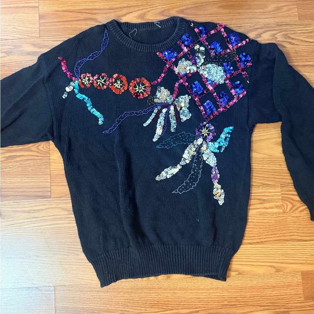 Vintage Sweater with Colorful Embroidery